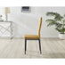 4x Milan Mustard Yellow Hatched Velvet Dining Chairs Black Legs