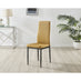 4x Milan Mustard Yellow Hatched Velvet Dining Chairs Black Legs
