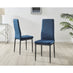 6x Milan Navy Hatched Velvet Dining Chairs Black Legs