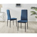 6x Milan Navy Hatched Velvet Dining Chairs Black Legs