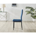 4x Milan Navy Hatched Velvet Dining Chairs Black Legs