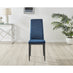 6x Milan Navy Hatched Velvet Dining Chairs Black Legs