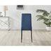 6x Milan Navy Hatched Velvet Dining Chairs Black Legs