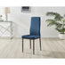 6x Milan Navy Hatched Velvet Dining Chairs Black Legs
