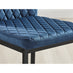 6x Milan Navy Hatched Velvet Dining Chairs Black Legs