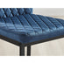 6x Milan Navy Hatched Velvet Dining Chairs Black Legs