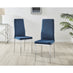 4x Milan Navy Hatched Velvet Dining Chairs Silver Legs