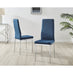 4x Milan Navy Hatched Velvet Dining Chairs Silver Legs