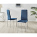 4x Milan Navy Hatched Velvet Dining Chairs Silver Legs