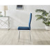 4x Milan Navy Hatched Velvet Dining Chairs Silver Legs