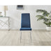 4x Milan Navy Hatched Velvet Dining Chairs Silver Legs