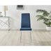 4x Milan Navy Hatched Velvet Dining Chairs Silver Legs