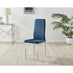 4x Milan Navy Hatched Velvet Dining Chairs Silver Legs
