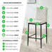2x Milan Green Velvet Counter Stools Black Legs