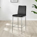 2x Milan Black Velvet Counter Stools Silver Legs
