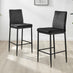 2x Milan Black Velvet Counter Stools Black Legs