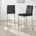 2x Milan Black Velvet Counter Stools Silver Legs