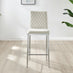2x Milan Cream Velvet Counter Stools Silver Legs