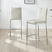 2x Milan Cream Velvet Counter Stools Silver Legs