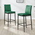 2x Milan Green Velvet Counter Stools Black Legs