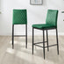 2x Milan Green Velvet Counter Stools Black Legs