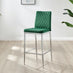 2x Milan Green Velvet Counter Stools Silver Legs