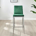 2x Milan Green Velvet Counter Stools Silver Legs