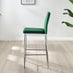 2x Milan Green Velvet Counter Stools Silver Legs