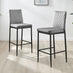 2x Milan Grey Velvet Counter Stools Black Legs