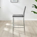 2x Milan Grey Velvet Counter Stools Silver Legs