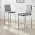 2x Milan Grey Velvet Counter Stools Silver Legs