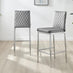 2x Milan Grey Velvet Counter Stools Silver Legs