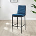 2x Milan Navy Blue Velvet Counter Stools Black Legs