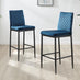 2x Milan Navy Blue Velvet Counter Stools Black Legs