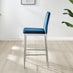2x Milan Navy Blue Velvet Counter Stools Silver Legs