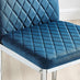 2x Milan Navy Blue Velvet Counter Stools Silver Legs