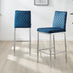 2x Milan Navy Blue Velvet Counter Stools Silver Legs