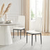 4x Milan White Hatched Faux Leather Dining Chairs Black Legs