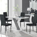 Monza 4 White/Grey Dining Table & 4 Black Milan Black Leg Chairs