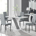 Monza 4 White/Grey Dining Table & 4 Grey Milan Black Leg Chairs
