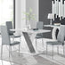 Monza 4 White/Grey Dining Table & 4 Grey Milan Chairs