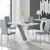 Monza 4 White/Grey Dining Table & 4 Grey Milan Chairs