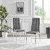 2x Paloma Grey Fabric Dining Chairs Silver Legs