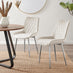 2x Pesaro Cream Velvet Dining Chairs Silver Legs