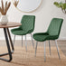 2x Pesaro Green Velvet Dining Chairs Silver Legs