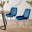 2x Pesaro Navy Velvet Dining Chairs Silver Legs