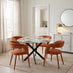 Novara Round Glass & Black Dining Table & 4 Rust Orange Dotty Chairs