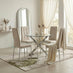 Novara Glass & Chrome Round Dining Table with 4 Cream Paloma Chairs