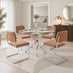 Novara Round Glass & Silver Dining Table & 4 Tan Remy Chairs