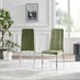 2x Paloma Green Fabric Dining Chairs Silver Legs